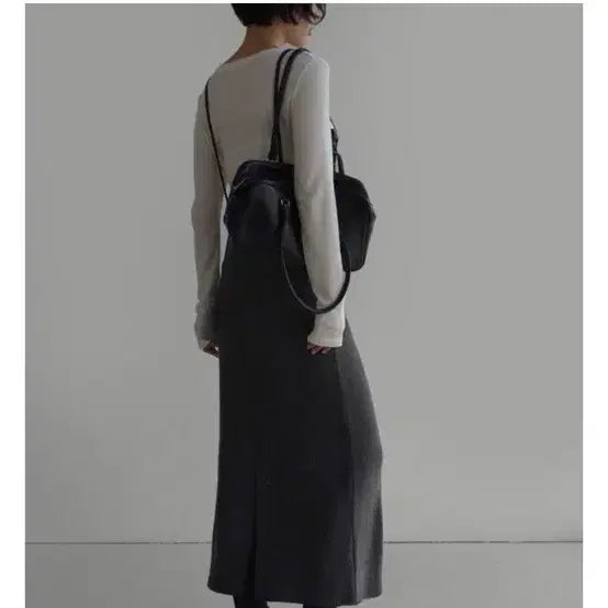 [BUNJANG] Laroom Winter Layered Long Dress / 라룸 윈터 레이어드 원피스 차콜