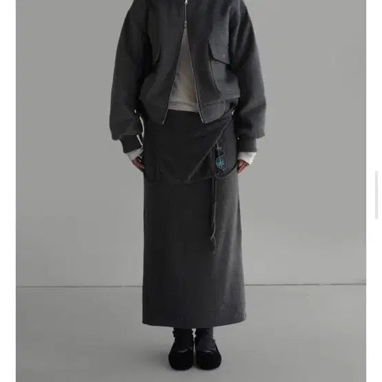 [BUNJANG] Laroom Winter Layered Long Dress / 라룸 윈터 레이어드 원피스 차콜