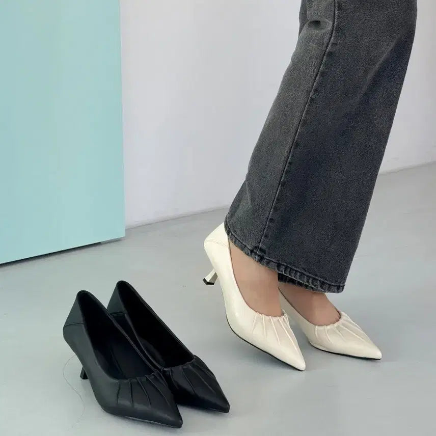 [BUNJANG] Ruching Detail Pointed Toe Heels / 주름힐