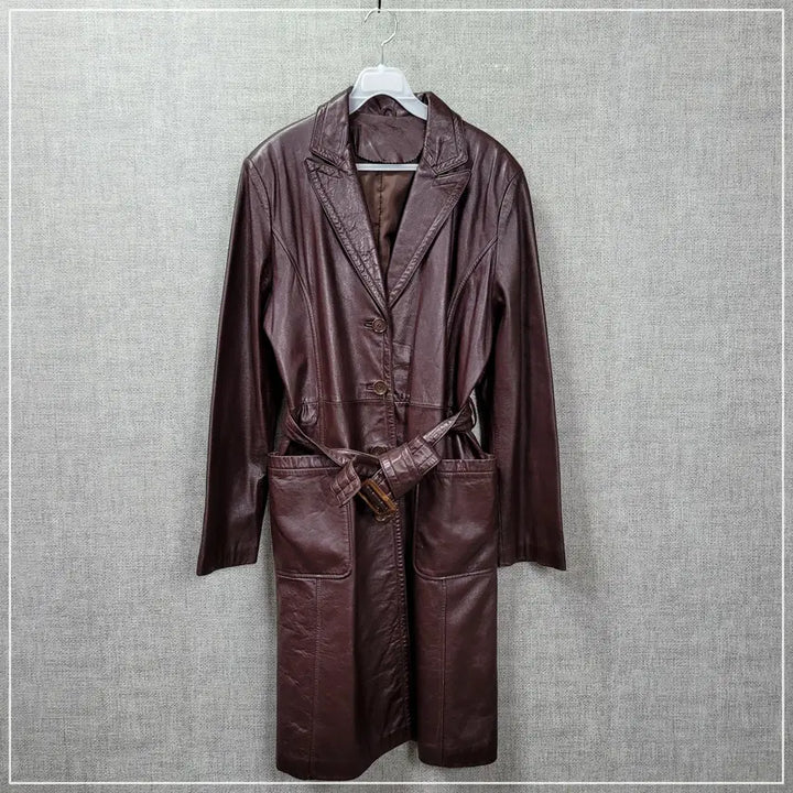 [BUNJANG] Wood Brown Real Lambskin Trench Coat / 156. 우드브라운 리얼양가죽 트렌치코트