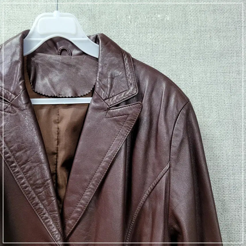 [BUNJANG] Wood Brown Real Lambskin Trench Coat / 156. 우드브라운 리얼양가죽 트렌치코트