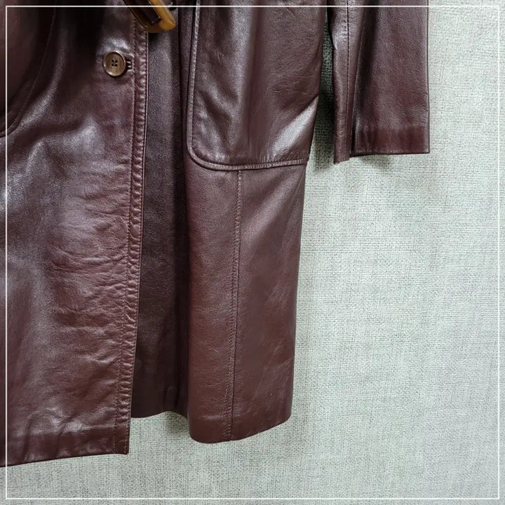 [BUNJANG] Wood Brown Real Lambskin Trench Coat / 156. 우드브라운 리얼양가죽 트렌치코트