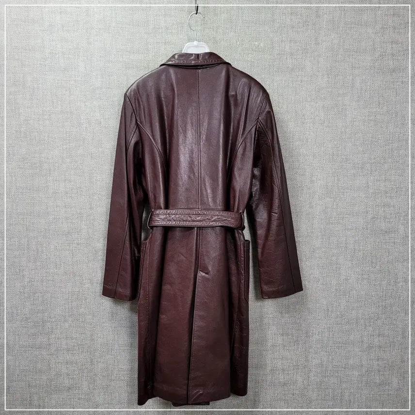 [BUNJANG] Wood Brown Real Lambskin Trench Coat / 156. 우드브라운 리얼양가죽 트렌치코트