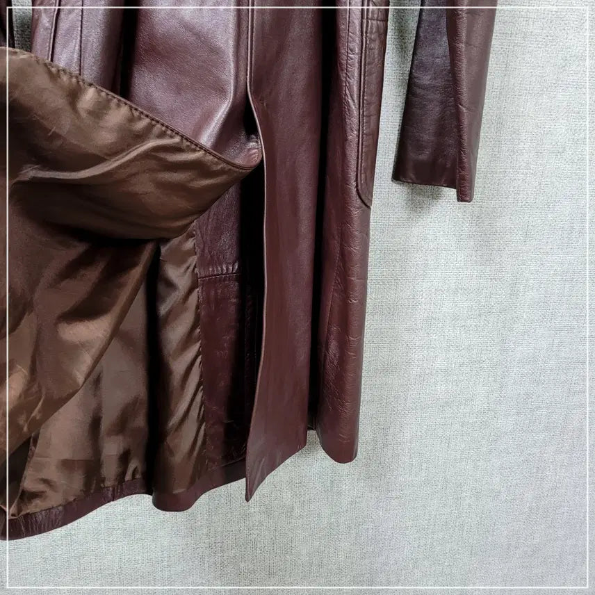 [BUNJANG] Wood Brown Real Lambskin Trench Coat / 156. 우드브라운 리얼양가죽 트렌치코트