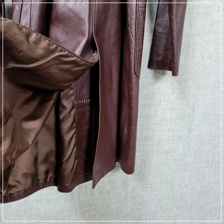 [BUNJANG] Wood Brown Real Lambskin Trench Coat / 156. 우드브라운 리얼양가죽 트렌치코트