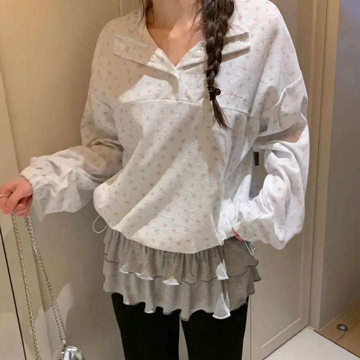 [BUNJANG] Ezed Diary Terry Flower Anorak Sweatshirt / 에제다이어리 테리 플라워 아노락 플라워 맨투맨 새상품