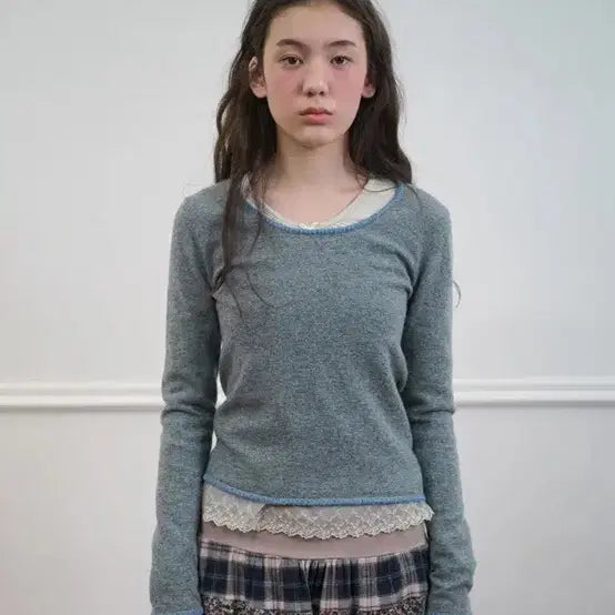 [BUNJANG] No Contents Stitch Knit Sweater - Gray / (새상품)노컨텐츠 266. 스티치 니트 _ 그레이