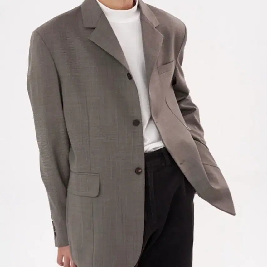 [BUNJANG] STU Office Brown Gray 3-Button Blazer / [L] STU office 브라운그레이 3버튼 블레이져
