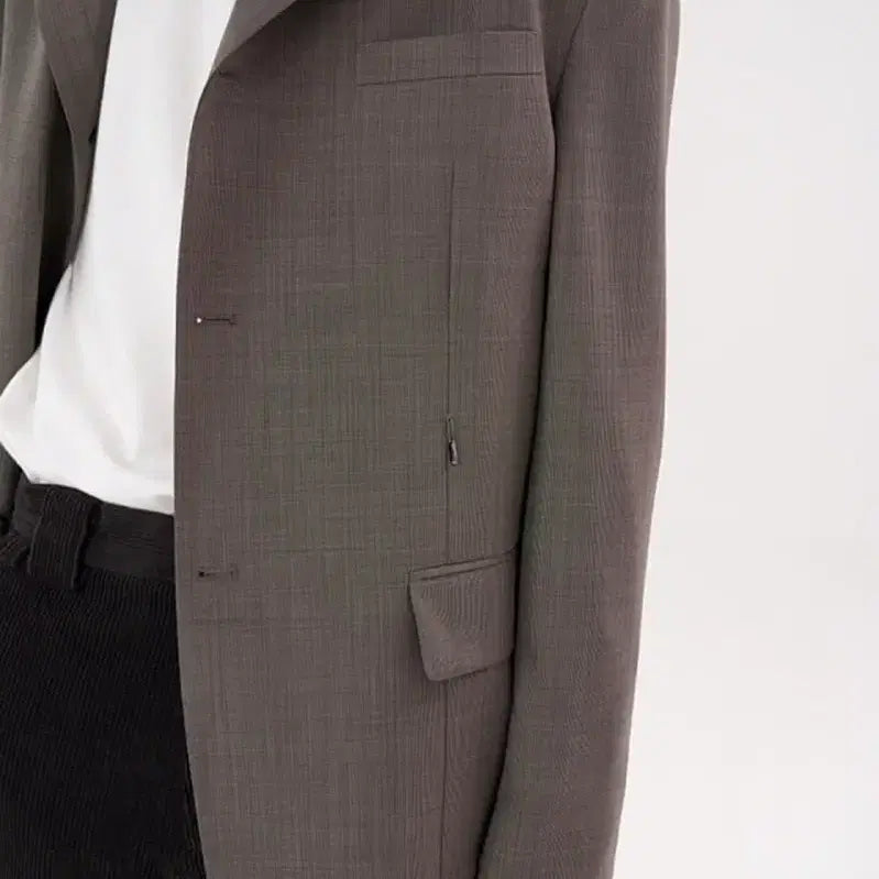 [BUNJANG] STU Office Brown Gray 3-Button Blazer / [L] STU office 브라운그레이 3버튼 블레이져