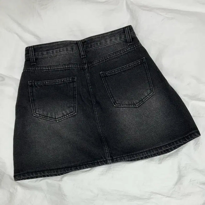 [BUNJANG] Denim Pintuck Mini Skirt - Black (M) / 새상품) 데님 핀턱 미니 스커트 흑청 m