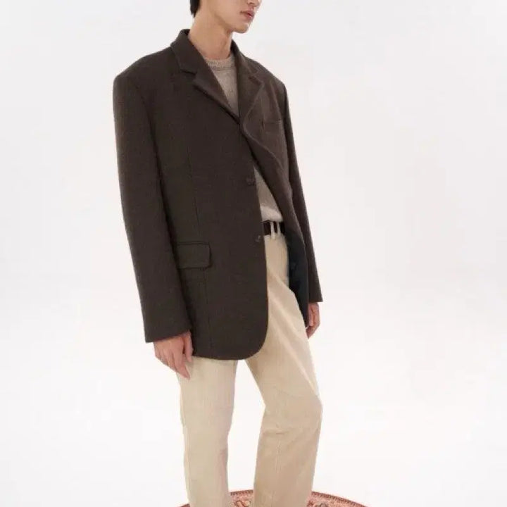 [BUNJANG] STU Office Oversized Blazer / [L] STU office 오버사이즈 블레이져 3버튼 카키