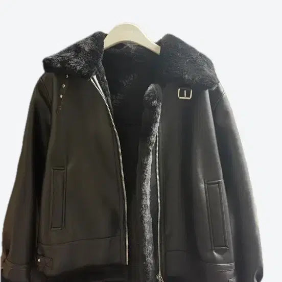 [BUNJANG] Black Faux Fur Lined Mustang Jacket / 급처분!! 블랙 무스탕 퍼 자켓
