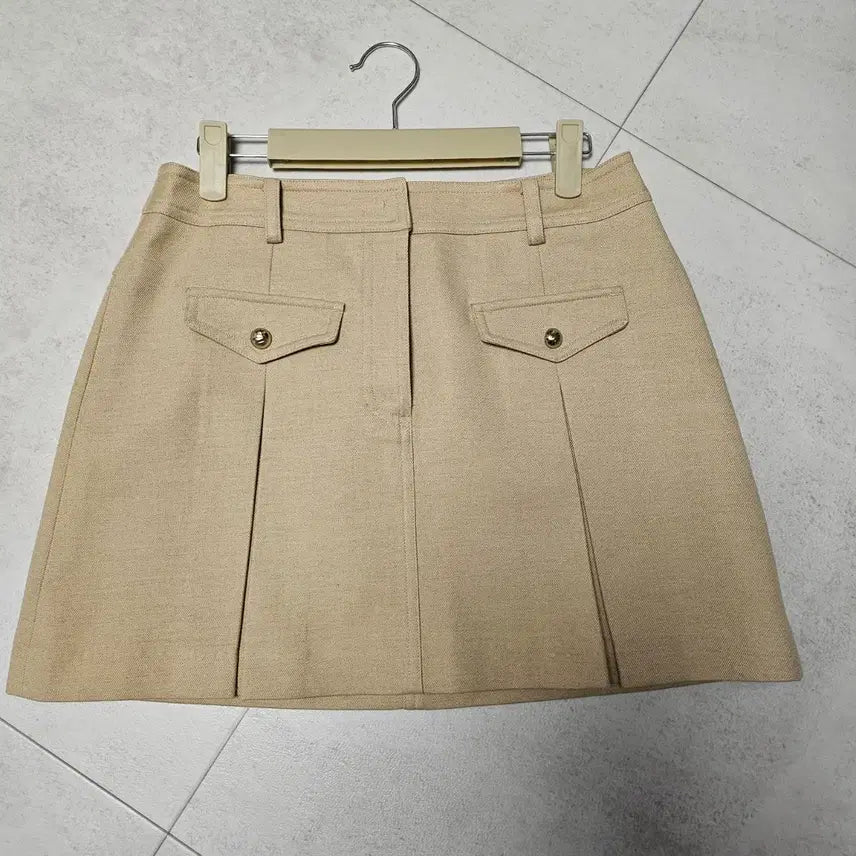 [BUNJANG] Lookast Tiny Pleats Mini Skirt Beige M / 룩캐스트 티니 플리츠 미니 스커트 베이지 M