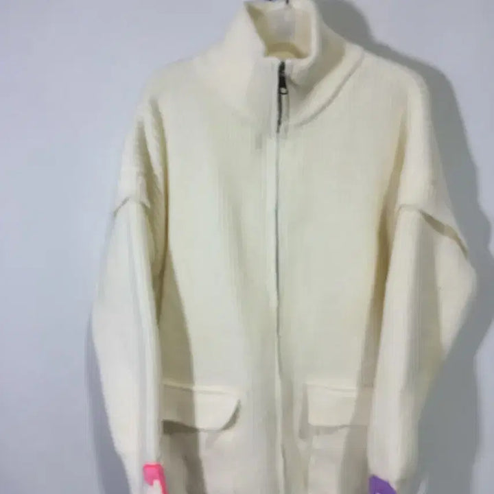 [BUNJANG] Ivory Knit Zip-Up Cardigan / 아이보리 니트 집업 가디건