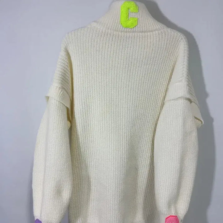 [BUNJANG] Ivory Knit Zip-Up Cardigan / 아이보리 니트 집업 가디건