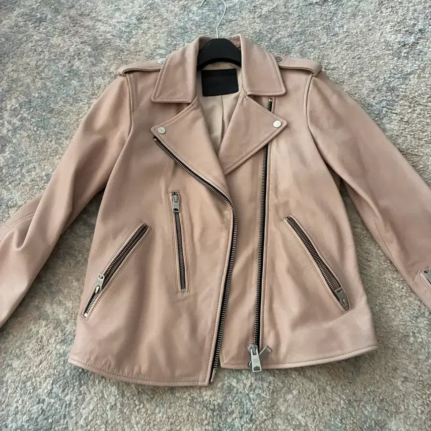 [BUNJANG] All Saints Pink Leather Jacket / All Saints 핑크 가죽 자켓