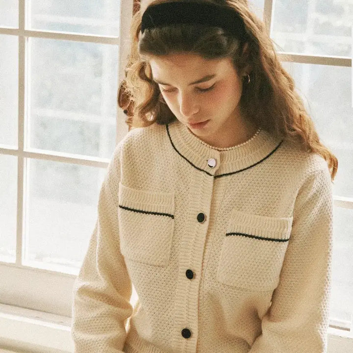 [BUNJANG] RONRON Tweed Knit Cardigan / 론론(RONRON) 트위드 니트가디건 55-66
