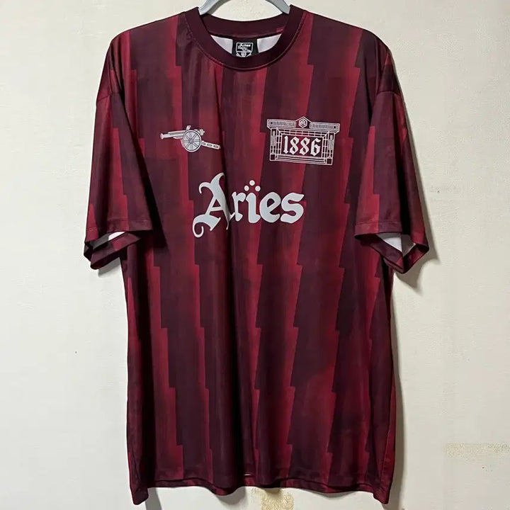 [BUNJANG] Arsenal x Aries Lightning Stripe Poly Tee 2XL / 아스날 에리즈 라이트닝 스트라이프 티셔츠 2XL