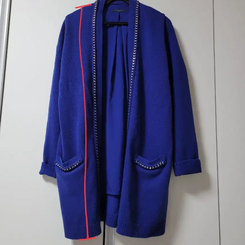 [BUNJANG] Minimum Blue Chain Embellished Cardigan / 미니멈 블루 체인 장식 가디건