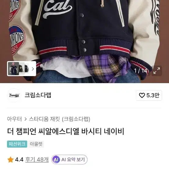 [BUNJANG] Champion CRS SDL Varsity Navy Jacket / 더 챔피언 씨알에스디엘 바시티 네이비패션위크아울렛