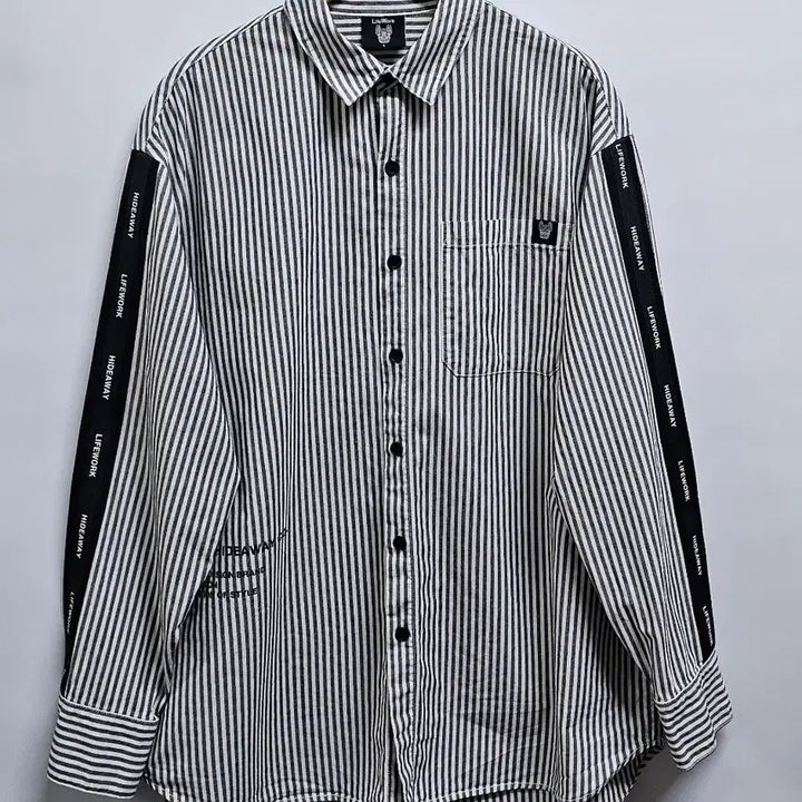 [BUNJANG] LifeWork Lettering Stripe Shirt L / 라이프워크 레터링 스트라이프 셔츠 L (105가능)