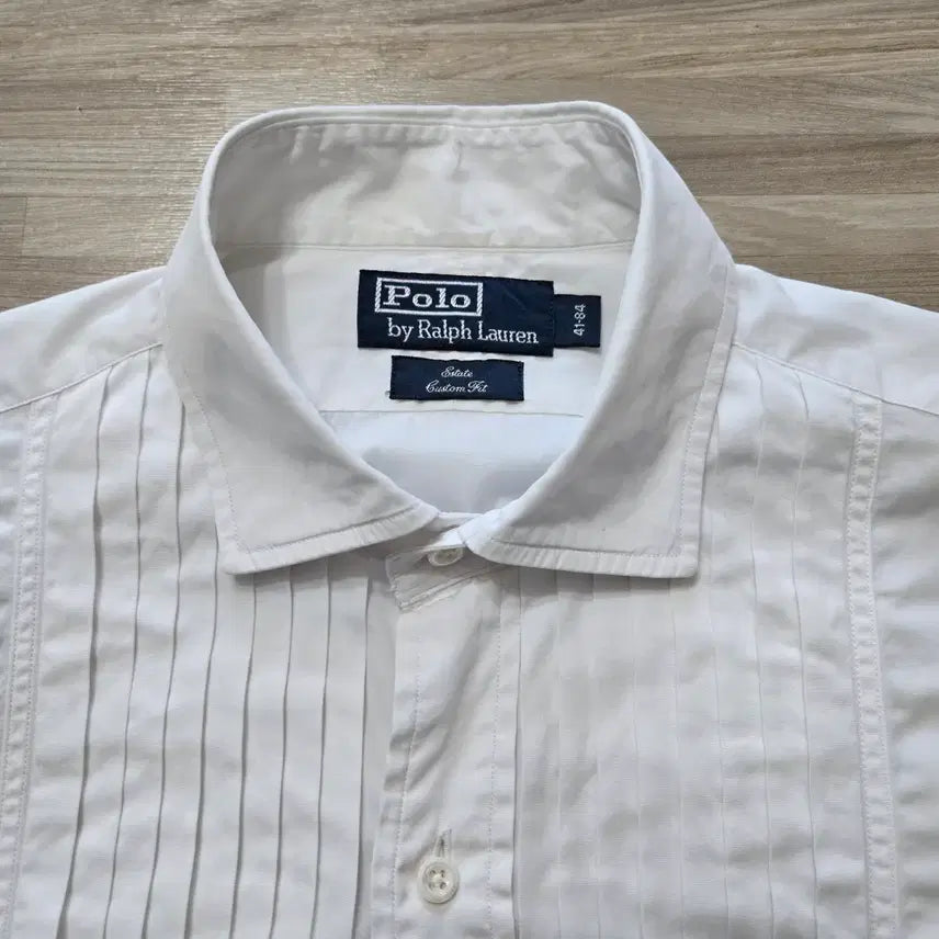 [BUNJANG] Polo Tuxedo Cuff Shirt White Long Sleeve / 100) 폴로 턱시도 커프스 셔츠 화이트 긴팔