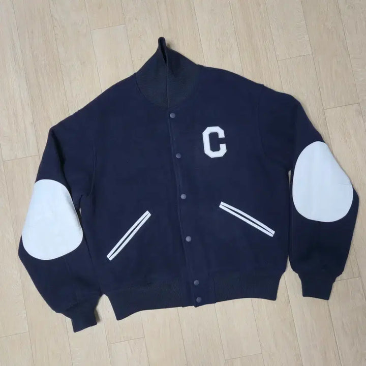 [BUNJANG] Covernat C Patch Varsity Jacket / 커버낫 네이비 울혼방 스타디움 자켓 C 패치 야구 점퍼 바시티 자켓