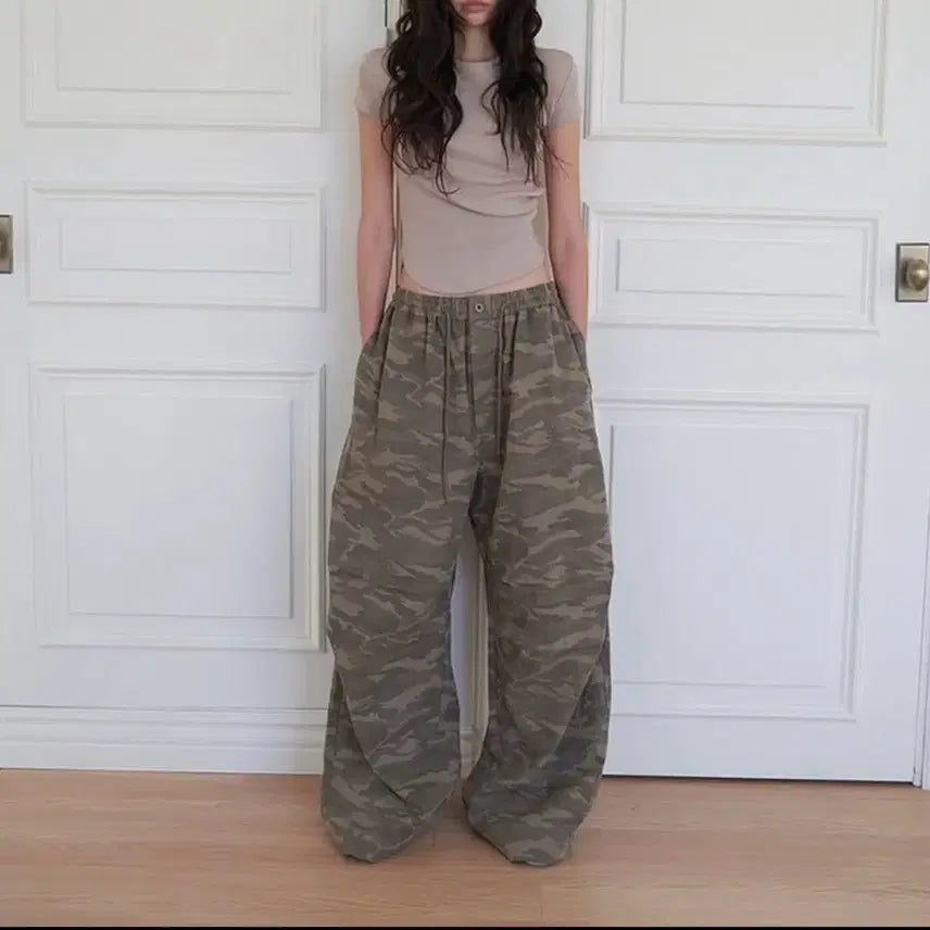 [BUNJANG] Langer Vintage Military Camo Balloon Wide Pants / 랑거 빈티지 밀리터리 카모 벌룬 와이드 팬츠 바지