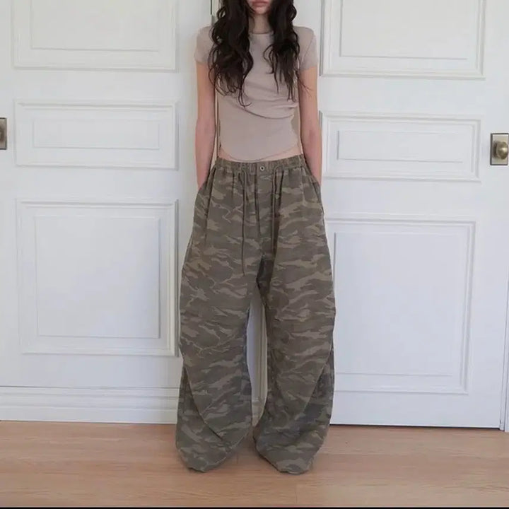 [BUNJANG] Langer Vintage Military Camo Balloon Wide Pants / 랑거 빈티지 밀리터리 카모 벌룬 와이드 팬츠 바지