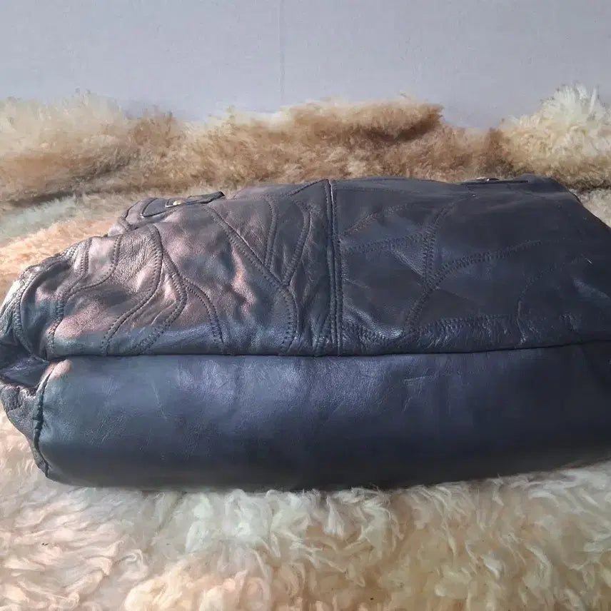 [BUNJANG] Black Leather Patchwork Tote Bag / 블랙 가죽 토트백 패치워크 디자인 여러개 개당
