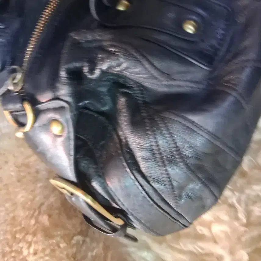 [BUNJANG] Black Leather Patchwork Tote Bag / 블랙 가죽 토트백 패치워크 디자인 여러개 개당