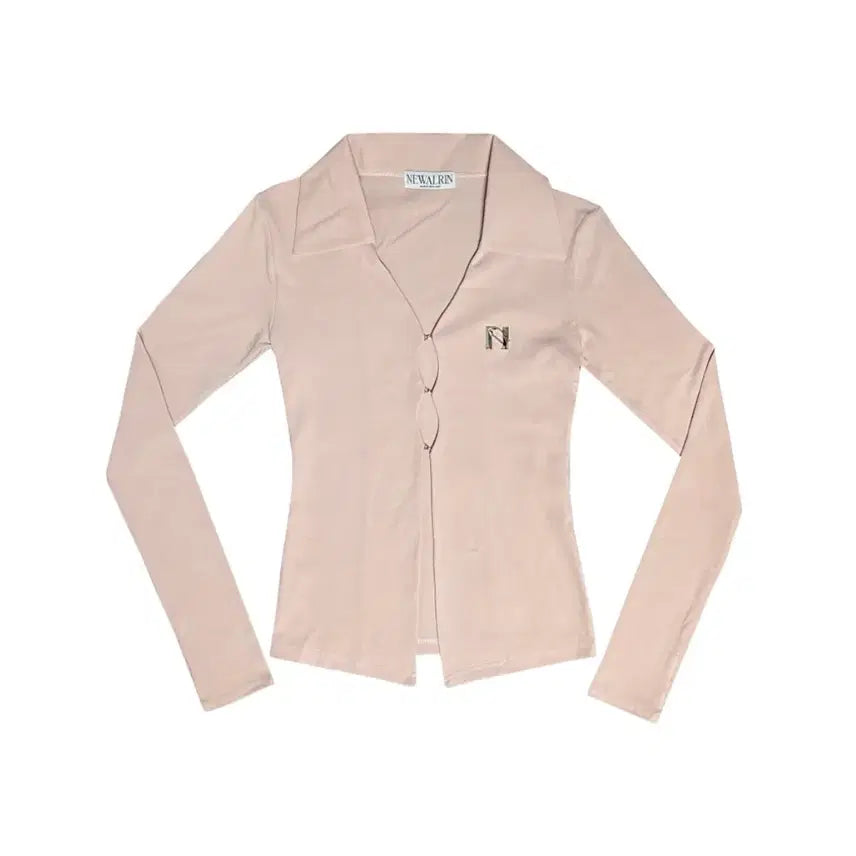 [BUNJANG] Newlearn Emblem Shirt Top Peach / 뉴얼린 엠블럼 셔츠탑 피치