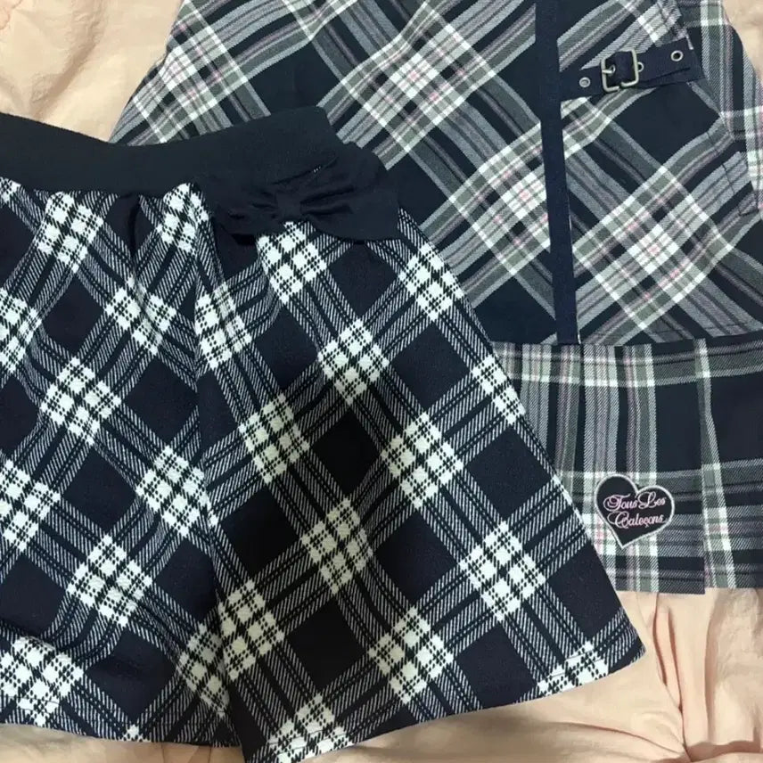 [BUNJANG] Vintage Japanese Checkered Pink Skirts Bundle Set / 히메갸루 로걀 y2k 트랄라라 빈티지 일본 체크 핑크 스커트 치마 일괄