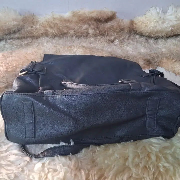 [BUNJANG] Anne Klein Black Leather Tote Shoulder Bag / 앤클라인 블랙 가죽 토트백 숄더백