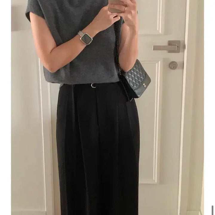 [BUNJANG] Dearz Belt Wide Slacks Black / 벨트 와이드 슬랙스 블랙