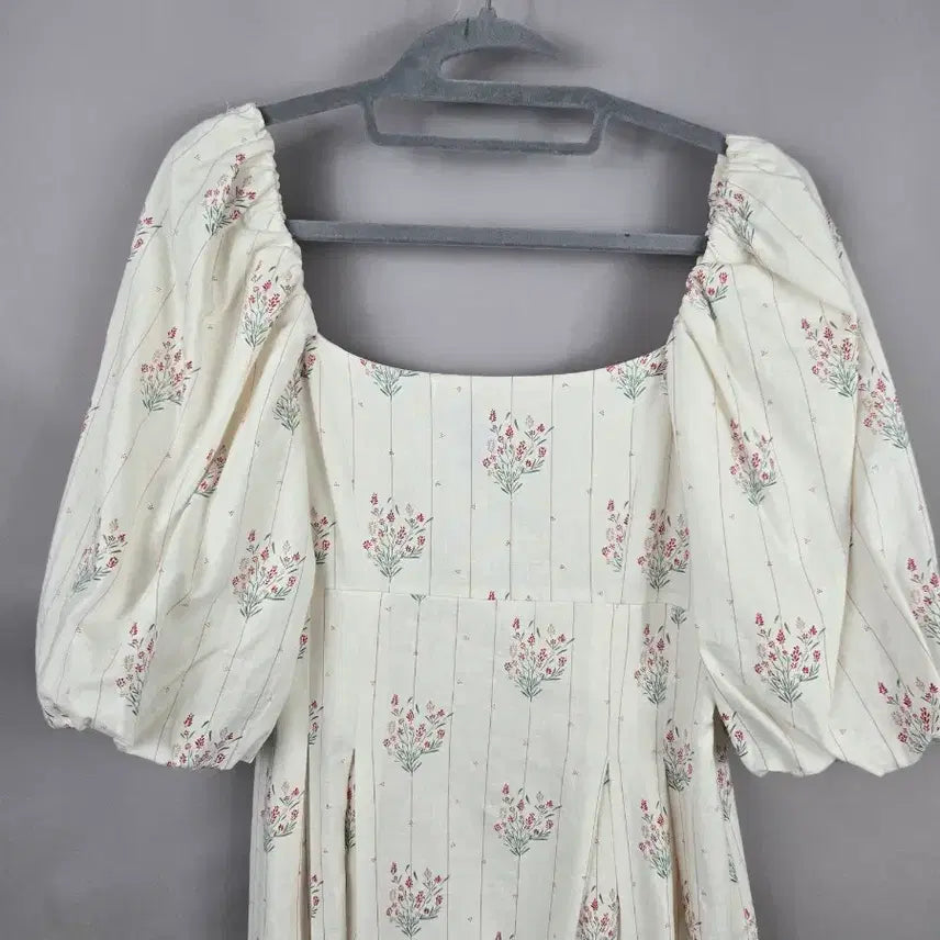 [BUNJANG] DACOME F Linen Blend Puff Sleeve Long Dress / [무료배송]DACOME 여성 F 린넨 느낌 스판 퍼프 소매 롱 원피스