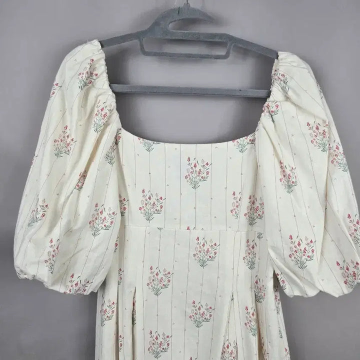 [BUNJANG] DACOME F Linen Blend Puff Sleeve Long Dress / [무료배송]DACOME 여성 F 린넨 느낌 스판 퍼프 소매 롱 원피스