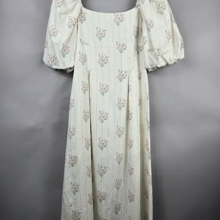 [BUNJANG] DACOME F Linen Blend Puff Sleeve Long Dress / [무료배송]DACOME 여성 F 린넨 느낌 스판 퍼프 소매 롱 원피스