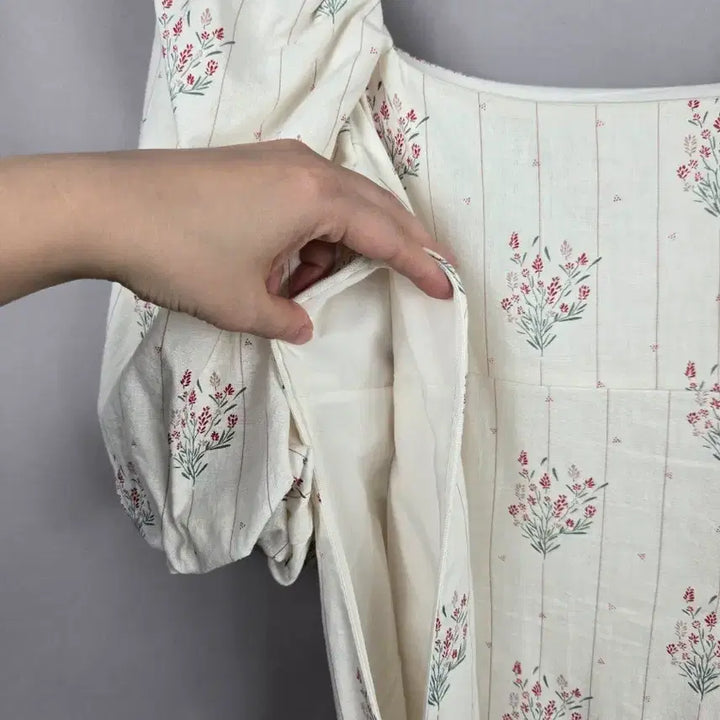 [BUNJANG] DACOME F Linen Blend Puff Sleeve Long Dress / [무료배송]DACOME 여성 F 린넨 느낌 스판 퍼프 소매 롱 원피스