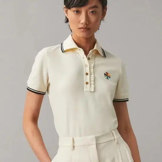 [BUNJANG] Tory Burch Ruffle Detail PK T-Shirt / 토리버치 정품 PK 러플 티셔츠 M