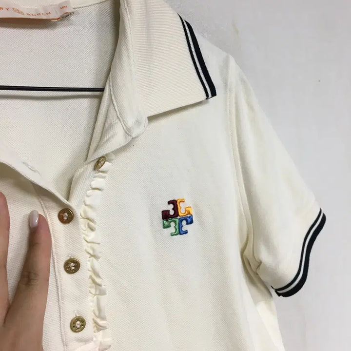 [BUNJANG] Tory Burch Ruffle Detail PK T-Shirt / 토리버치 정품 PK 러플 티셔츠 M