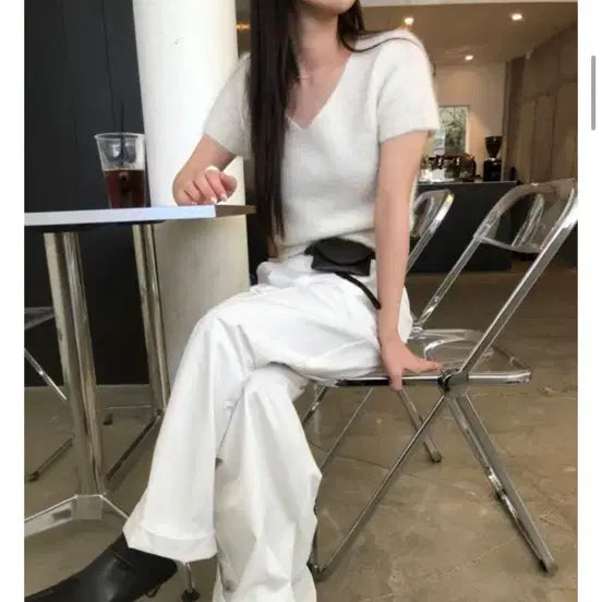 [BUNJANG] Lis Angora Short Sleeve Knit Ivory / 리스 앙고라 반팔니트 아이보리
