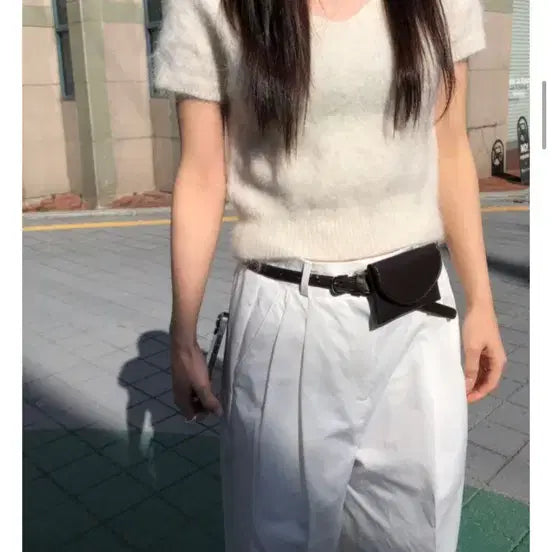 [BUNJANG] Lis Angora Short Sleeve Knit Ivory / 리스 앙고라 반팔니트 아이보리