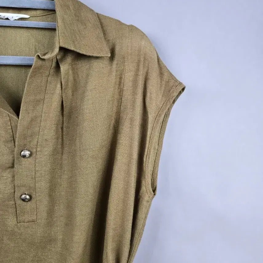 [BUNJANG] Kate F Linen Belted Mini Shirt Dress / [무료배송]케이트 F 린넨 느낌 벨트 셔츠 미니 원피스