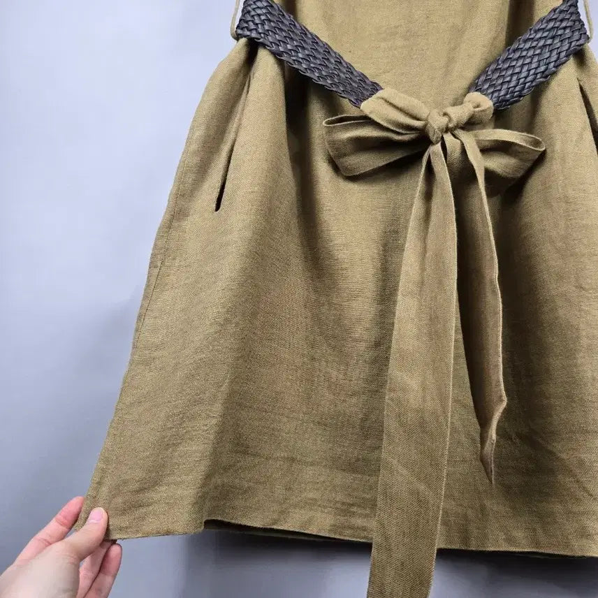 [BUNJANG] Kate F Linen Belted Mini Shirt Dress / [무료배송]케이트 F 린넨 느낌 벨트 셔츠 미니 원피스