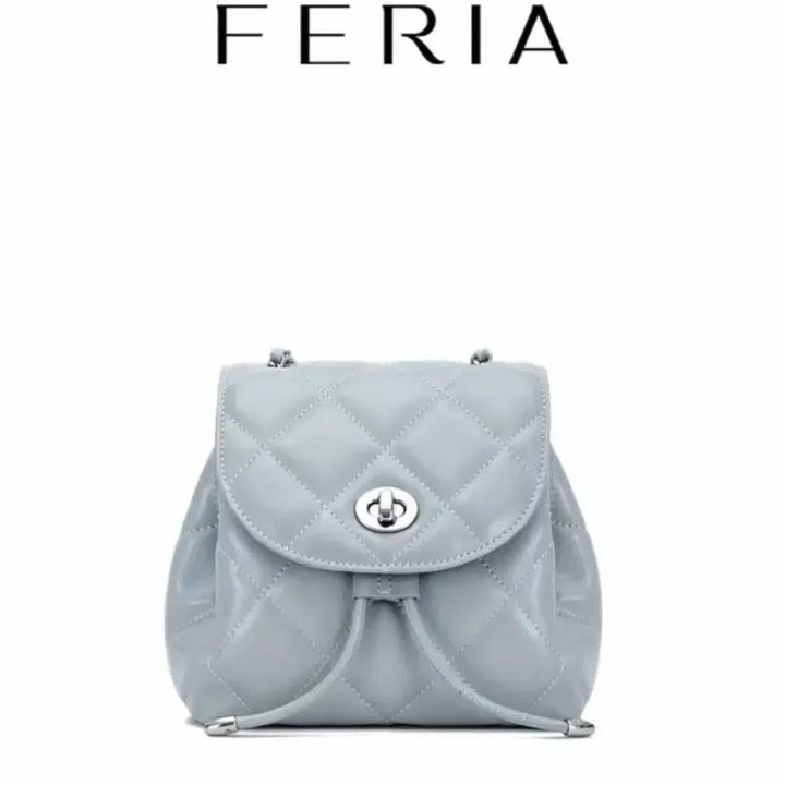 [BUNJANG] FERIA Quilted Chain Backpack - Fog Blue / FERIA 퀼팅 체인 백팩 안개 블루