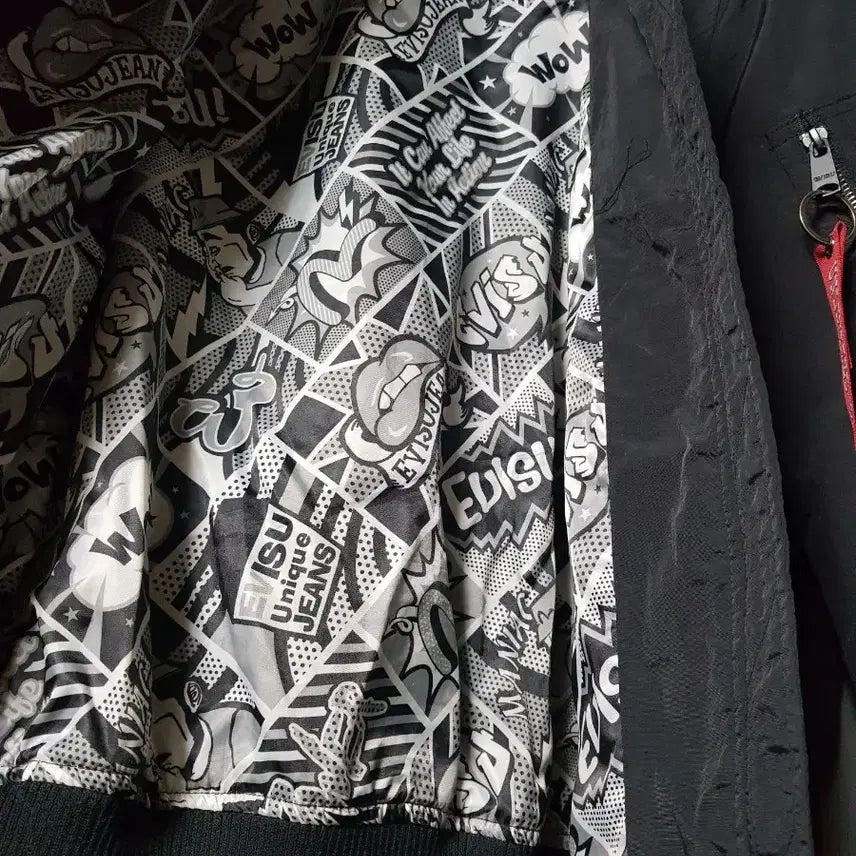 [BUNJANG] EVISU Black Bomber Jacket / EVISU 블랙 봄버 자켓