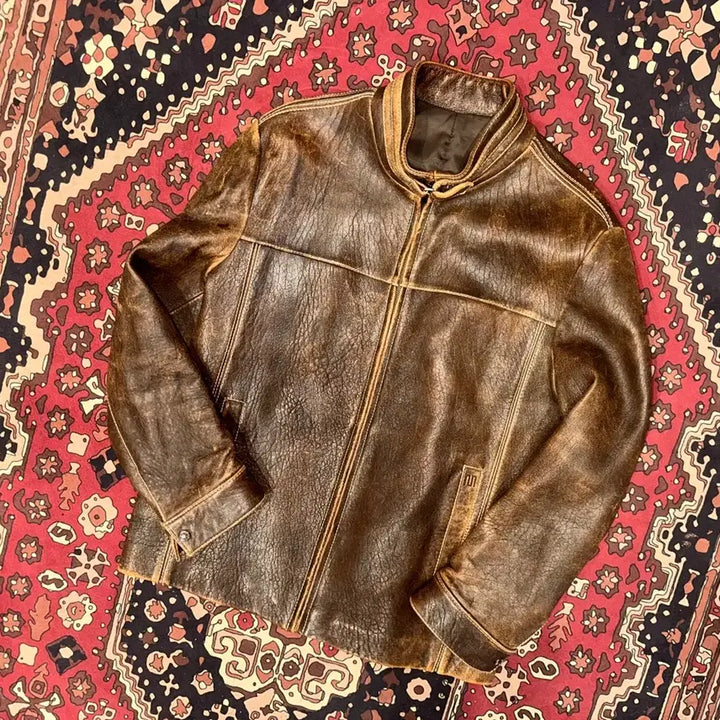 [BUNJANG] Vintage Leather Jacket / 690/( XL-2XL ) 가죽자켓 레더자켓 워크웨어 아메카지 바이커자켓
