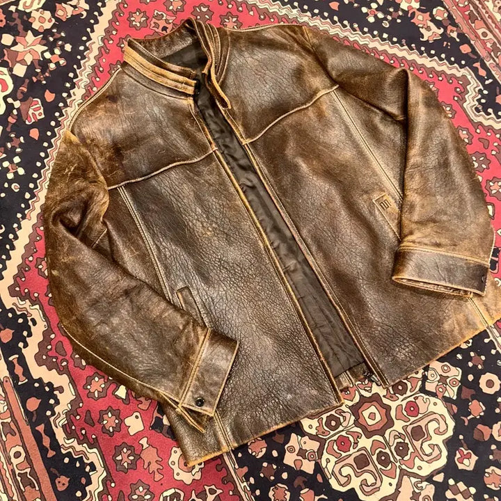 [BUNJANG] Vintage Leather Jacket / 690/( XL-2XL ) 가죽자켓 레더자켓 워크웨어 아메카지 바이커자켓