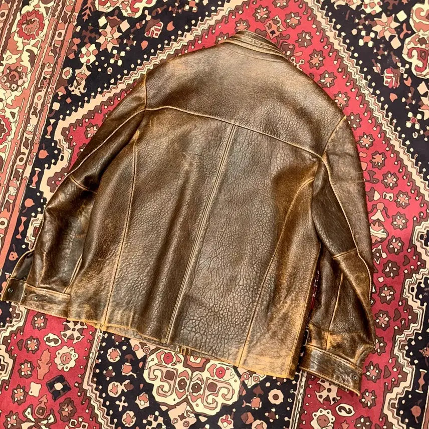 [BUNJANG] Vintage Leather Jacket / 690/( XL-2XL ) 가죽자켓 레더자켓 워크웨어 아메카지 바이커자켓